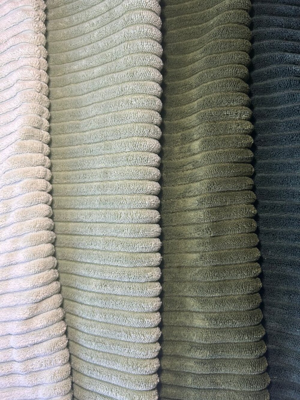 Set of 4 Green Ribbed Plush Throw Pillow Covers Ombre Shades ~17.5" x ~17.5"